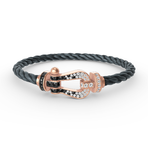 [ROYAL]FORCE LARGE HORSESHOE BLACK WHITE DIAMOND BRACELET ROSE GOLD