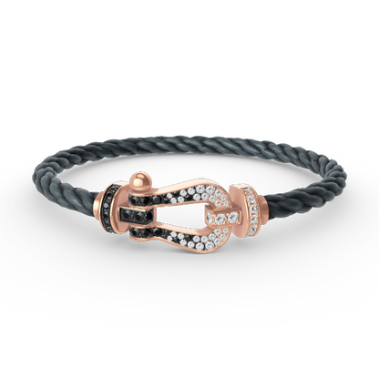 [ROYAL]FORCE LARGE HORSESHOE BLACK WHITE DIAMOND BRACELET ROSE GOLD