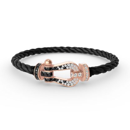 [ROYAL]FORCE LARGE HORSESHOE BLACK WHITE DIAMOND BRACELET ROSE GOLD