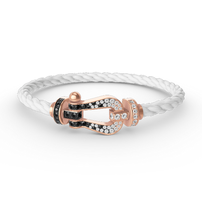 [ROYAL]FORCE LARGE HORSESHOE BLACK WHITE DIAMOND BRACELET ROSE GOLD