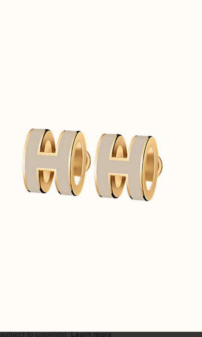 [Royal Jewellery]MINI POP H GOLD EARRINGS GREY