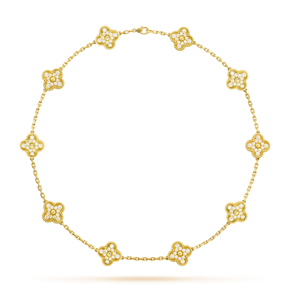 [Royal Jewellery]CLOVER 10 MOTIFS DIAMOND NECKLACE