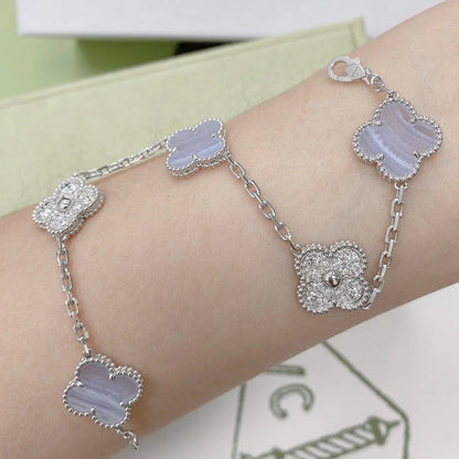 [Royal Jewellery] CLOVER 5 MOTIF PURPLE CHALCEDONY BRACELET COLLECTION