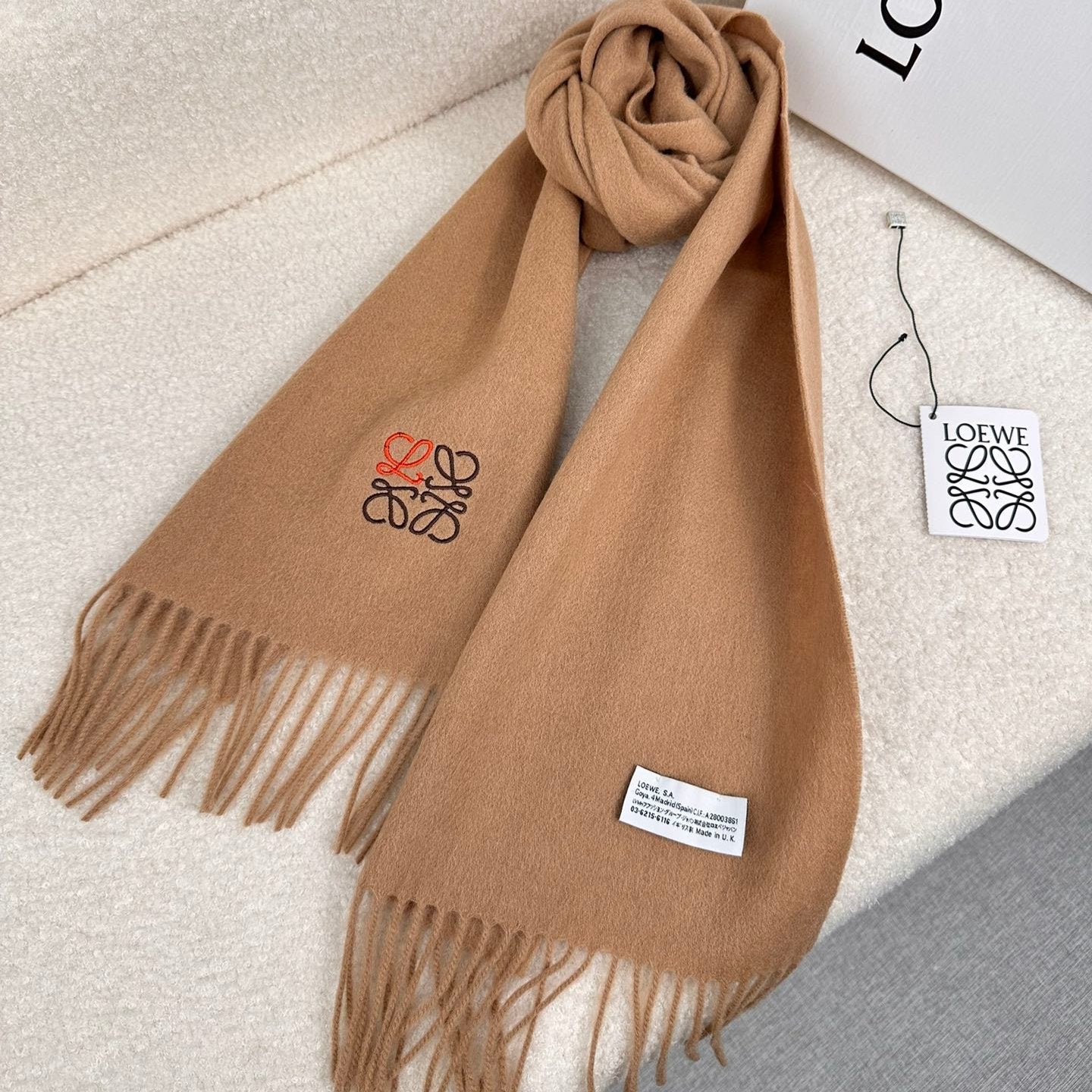 SCARF 180 CM IN CAMEL BEIGE CASHMERE 353156