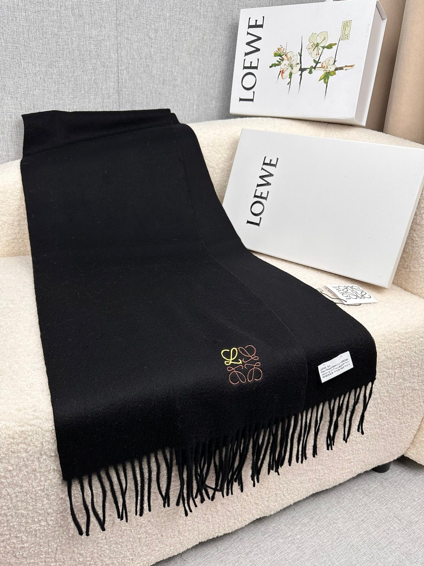 SCARF 180 CM IN BLACK CASHMERE 353157