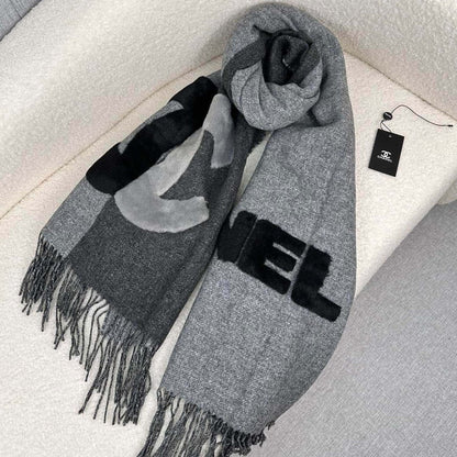 SCARF 200 CM IN MOUSE GRAY CASHMERE AND WOOL 399795