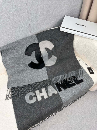 SCARF 200 CM IN MOUSE GRAY CASHMERE AND WOOL 399795