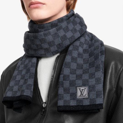 PETIT DAMIER SCARF 170 CM IN BLACK CASHMERE 390784