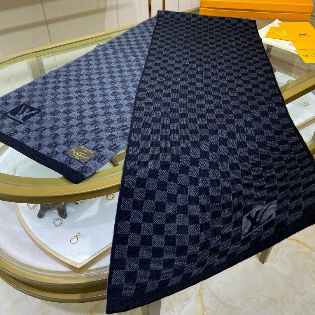 PETIT DAMIER SCARF 170 CM IN BLACK CASHMERE 390784