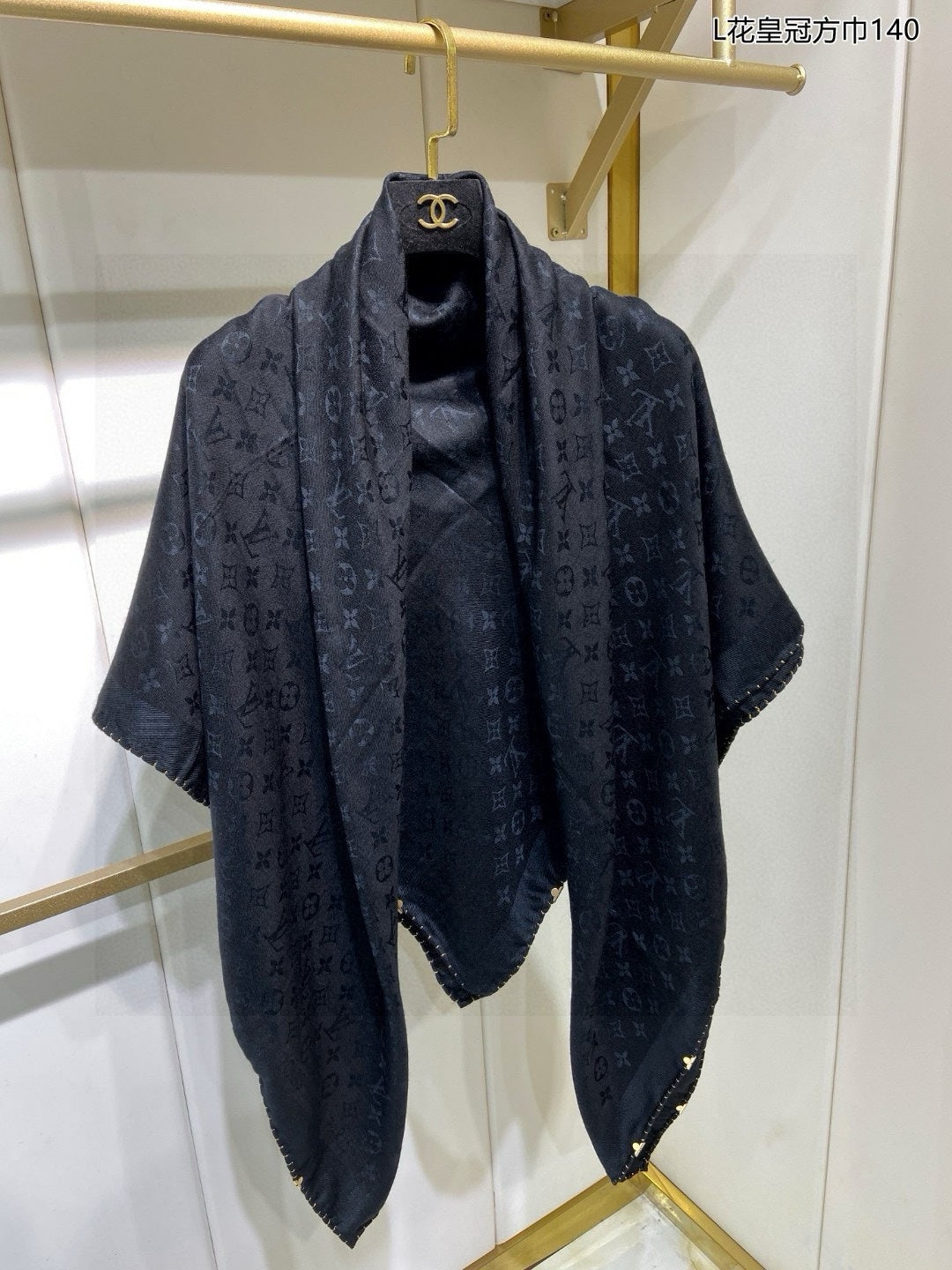 EVERMORE SCARF 140 CM IN BLACK SILK AND WOOL 396258