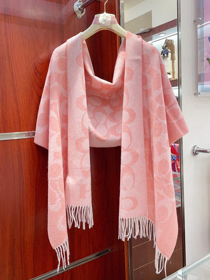 CLASSIC MONOGRAM LOGO WOOL SCARF 195 CM FLAMINGO PINK 316253