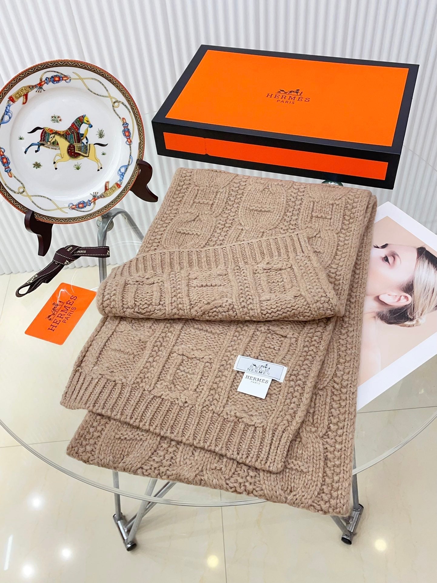 FAUBOURG MUFFLER 170 CM IN CAMEL BEIGE CASHMERE