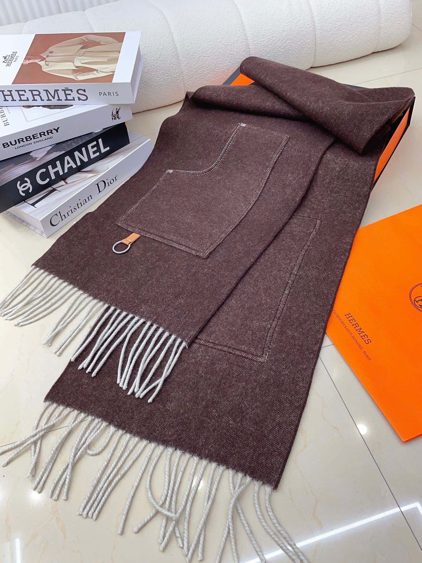 CARGO MUFFLER 190 CM IN CHESTNUT BROWN CASHMERE 375382