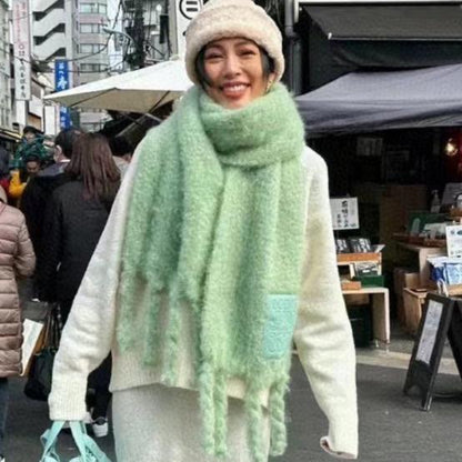 SCARF 200 CM IN MINT GREEN MOHAIR 379798