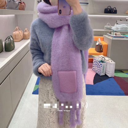 SCARF 200 CM IN MAUVE PURPLE MOHAIR 379801