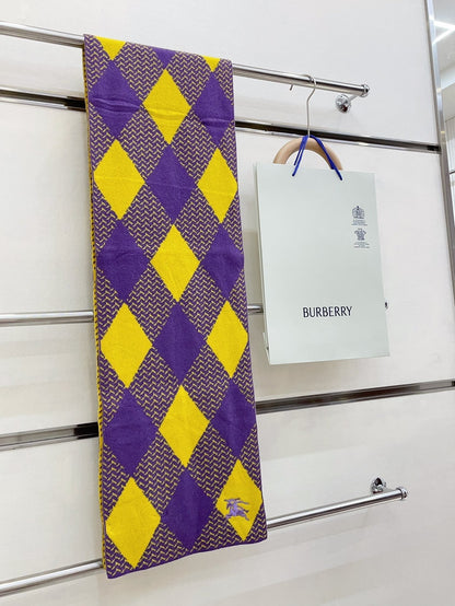 ARGYLE WOOL SCARF 190 CM VIOLET MIX BRIGHT YELLOW 394595