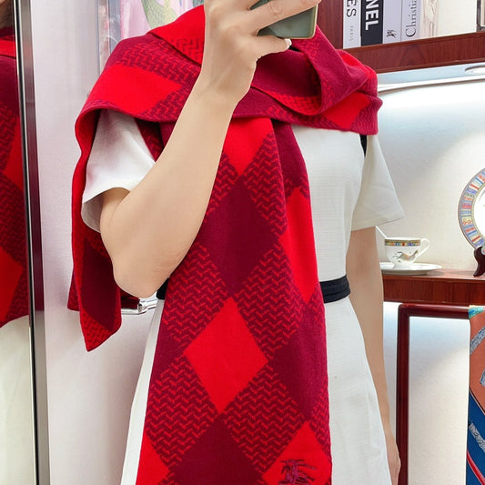 ARGYLE WOOL SCARF 190 CM CHERRY RED 394597