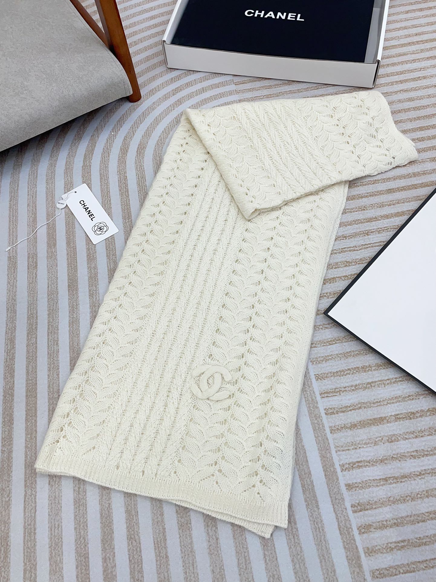 SCARF 190 CM IN WHITE CASHMERE  396248