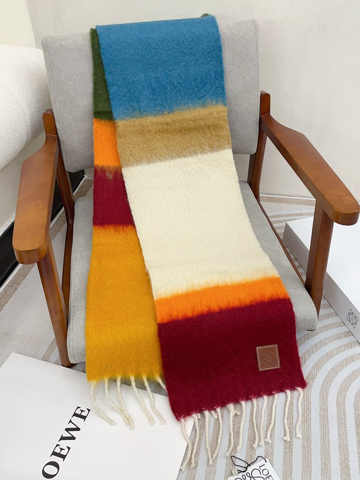 SCARF 185 CM IN COLORFUL GRADIENT WOOL AND MOHAIR 396249