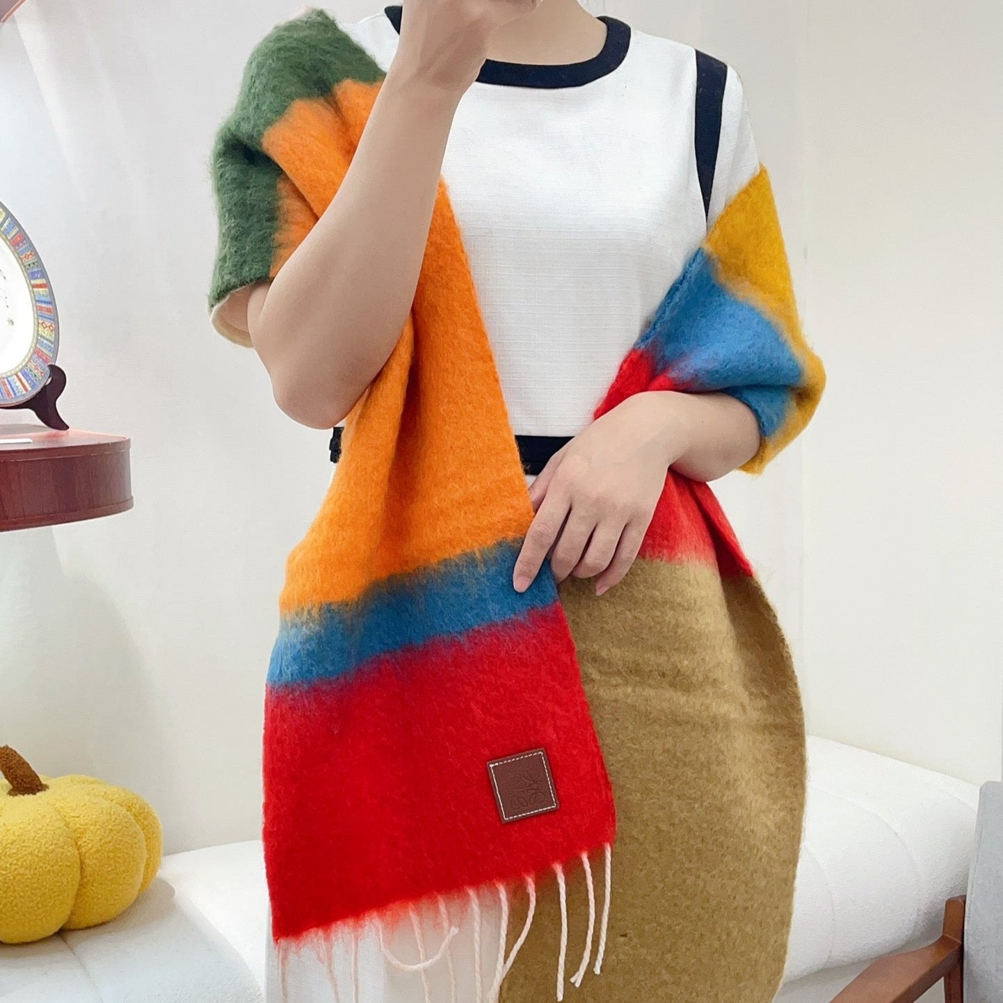 SCARF 185 CM IN COLORFUL GRADIENT WOOL AND MOHAIR 396251