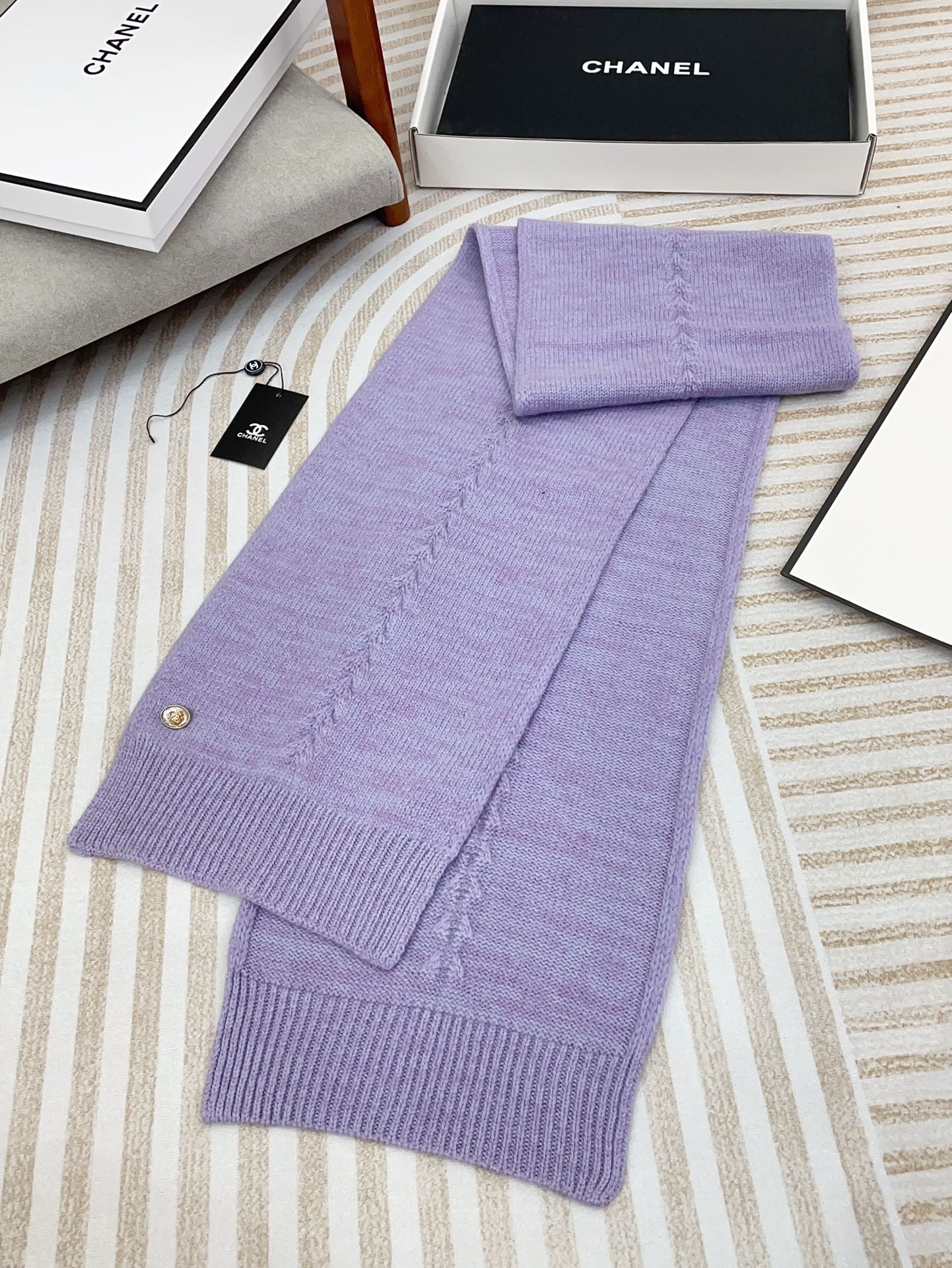 SCARF 180 CM IN HEATHER PURPLE CASHMERE 398267