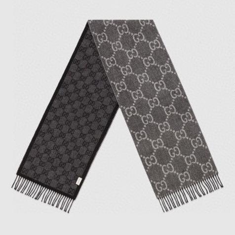 GG JACQUARD WOOL SCARF BLACK 398285