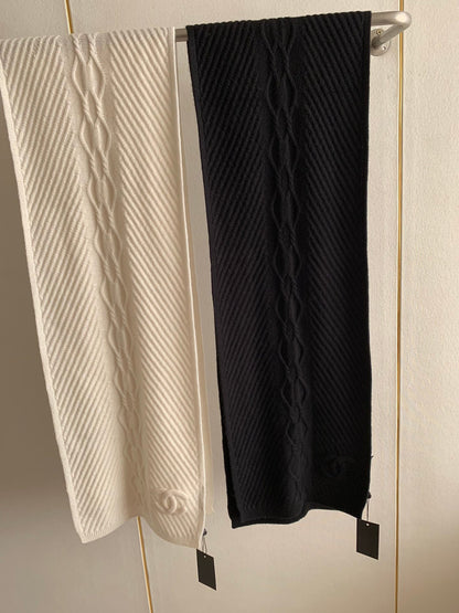 KNIT SCARF 200 CM IN BLACK CASHMERE 392883