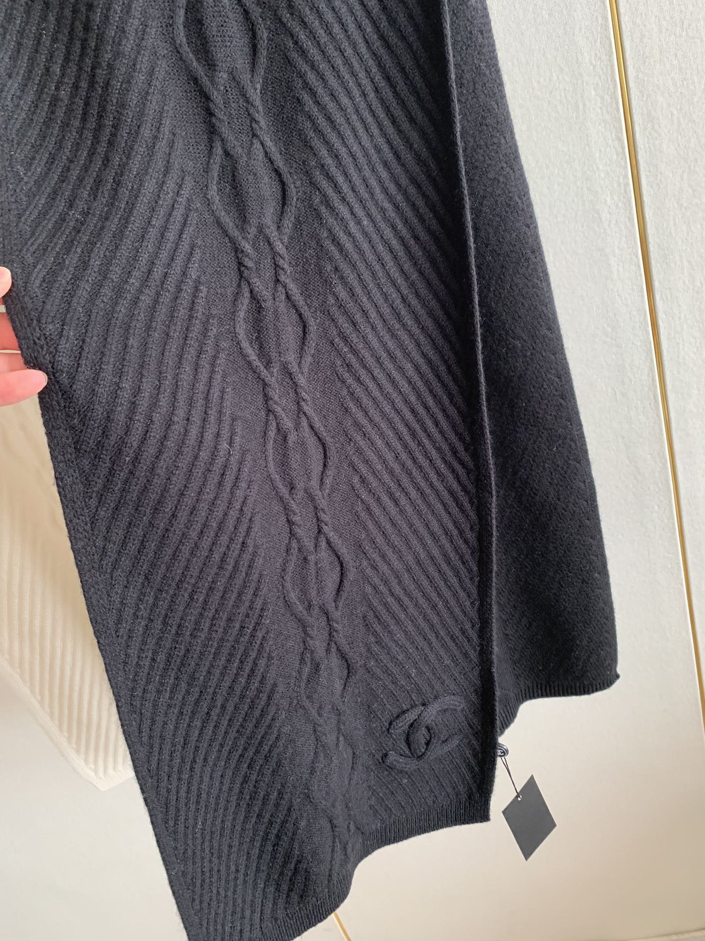 KNIT SCARF 200 CM IN BLACK CASHMERE 392883