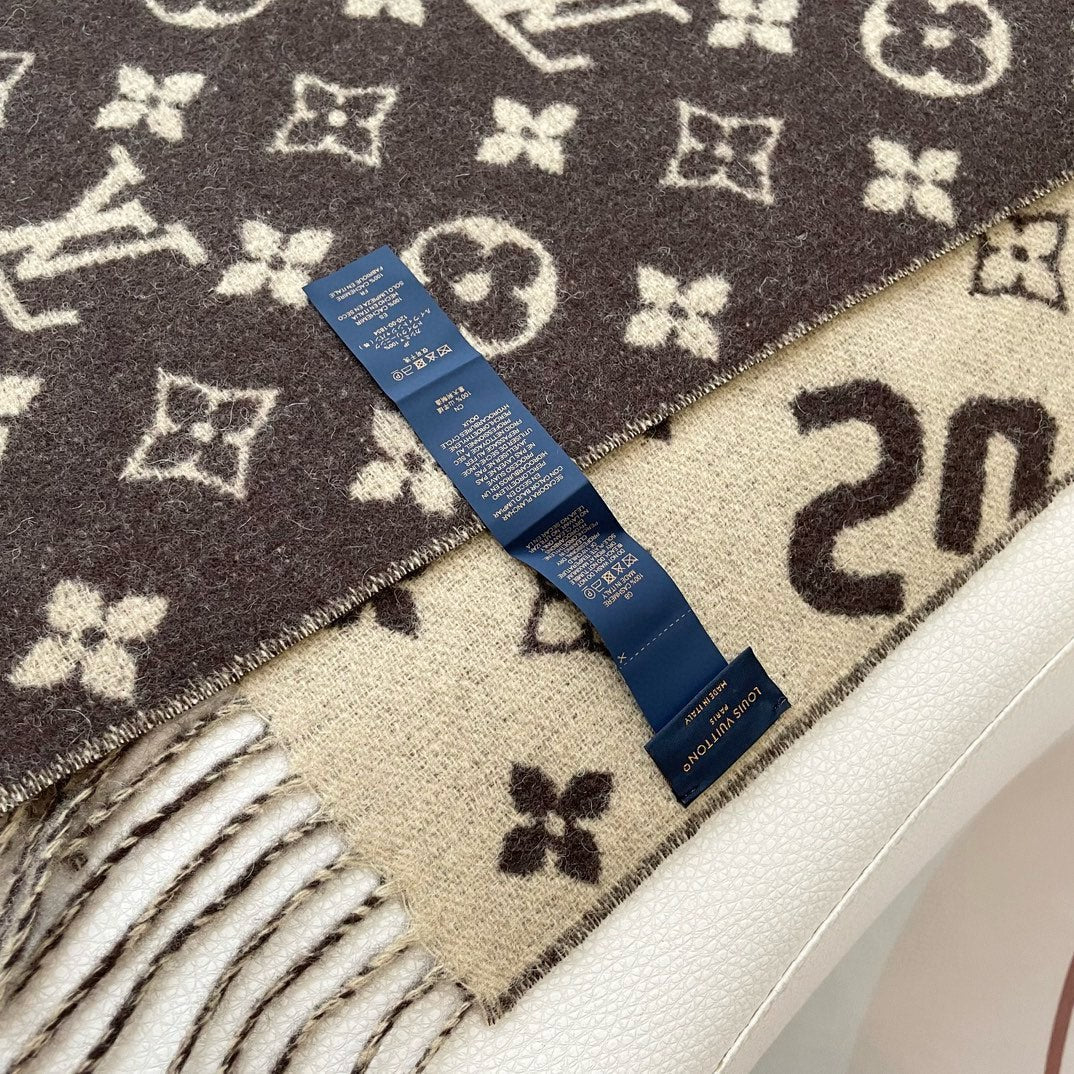 SUPREME X MONOGRAM 180 CM SCHAL AUS UMBRAUN WOLLE UND KASCHMIR 392941