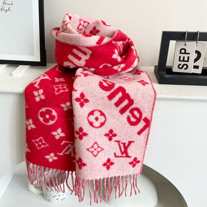 SUPREME X MONOGRAM 180 CM SCARF IN CHERRY RED WOOL AND CASHMERE 392942