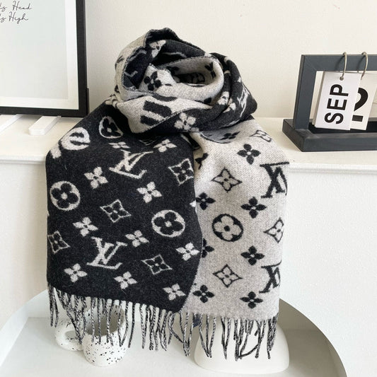 SUPREME X MONOGRAM 180 CM SCARF IN BLACK WOOL AND CASHMERE 392943