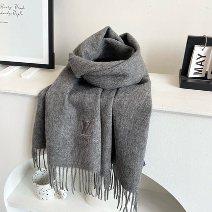 SCARF 180 CM IN SHADOW GRAY CASHMERE 396552