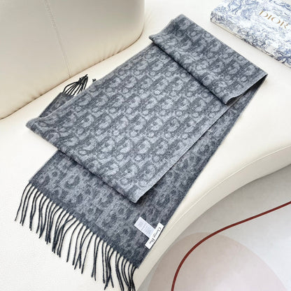 SCARF 180 CM IN MOUSE GRAY CASHMERE AND WOOL 405471