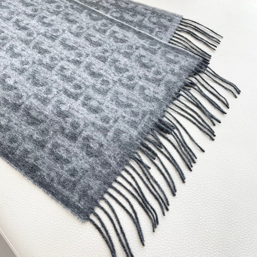 SCARF 180 CM IN MOUSE GRAY CASHMERE AND WOOL 405471