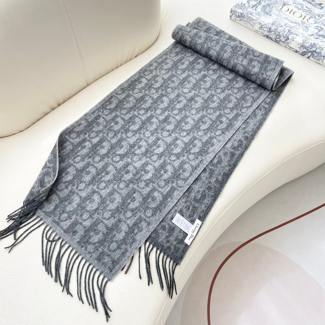 SCARF 180 CM IN MOUSE GRAY CASHMERE AND WOOL 405471