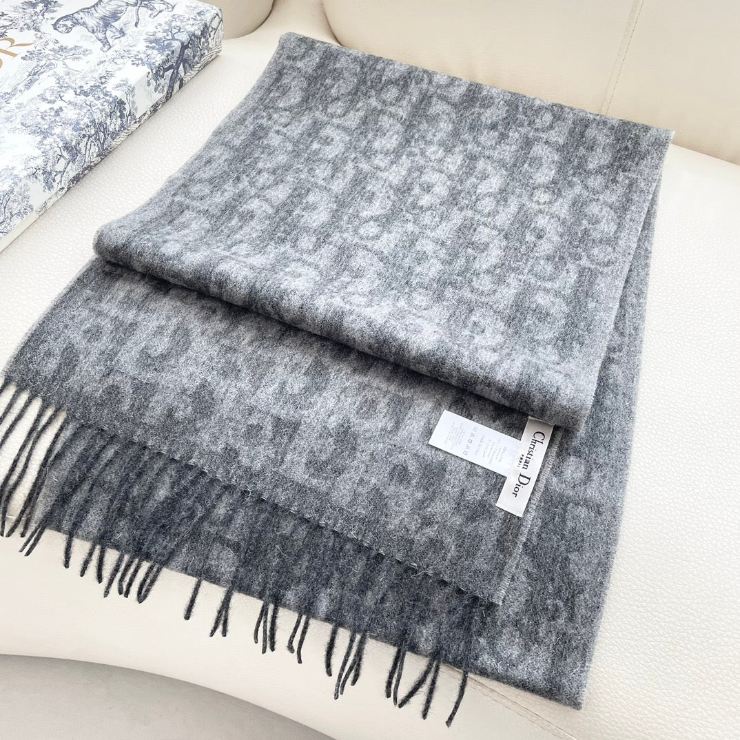 SCARF 180 CM IN MOUSE GRAY CASHMERE AND WOOL 405471