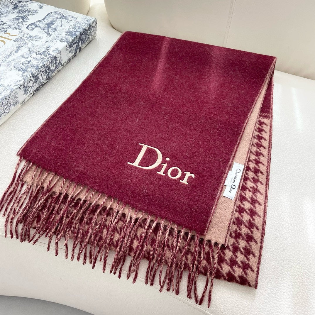 SCARF 180 CM CURRANT RED WOOL AND CASHMERE 407334