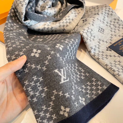 SCARF 180 CM IN SHADOW GRAY MONOGRAM CASHMERE 398517