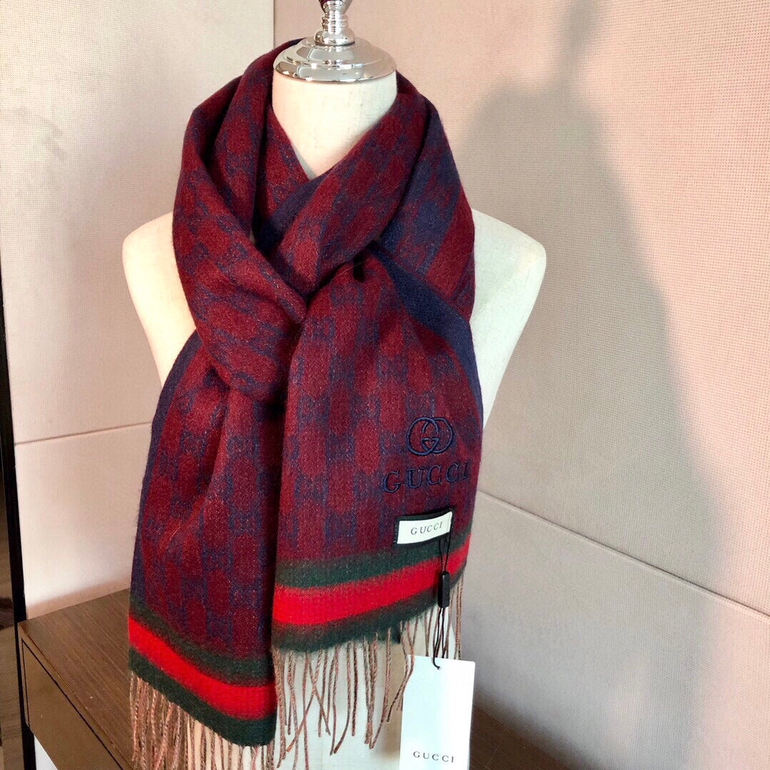 SCARF 180 CM IN SCARLET RED MONOGRAM CASHMERE 405326