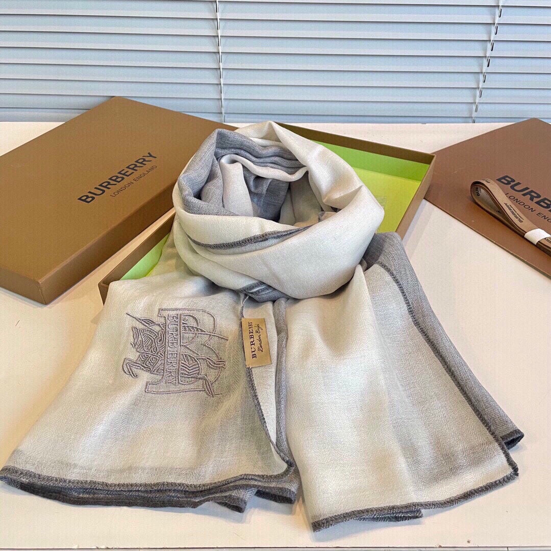 SCARF 200 CM IN LIGHT GRAY MIX WHITE CASHMERE 407318