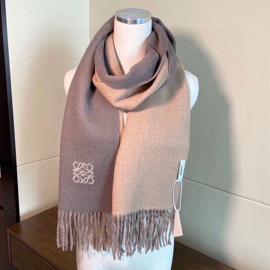 SCARF 180 CM IN DESERT SAND AND TUSCAN BEIGE WOOL AND CASHMERE 411794