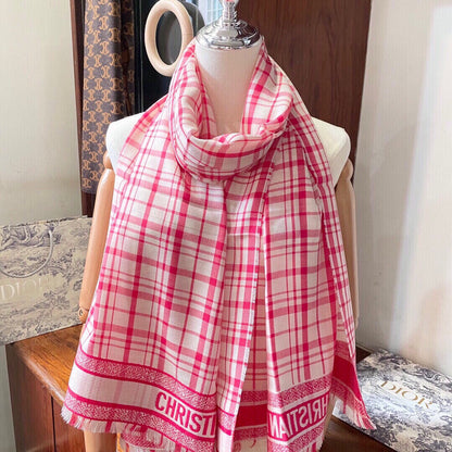 SCARF 200 CM IN PUNCH PINK CASHMERE AND SILK 418335