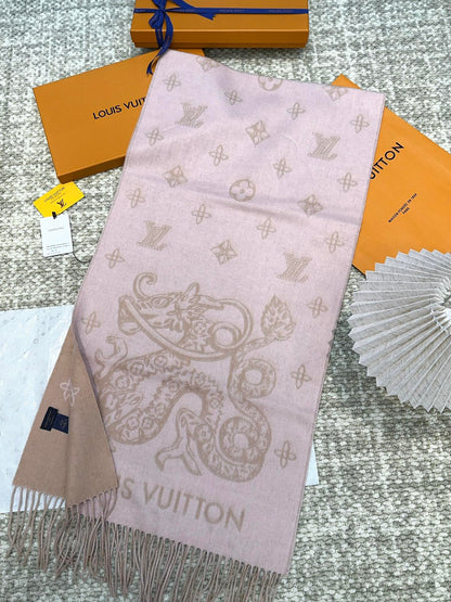 SCARF 170 CM IN LIGHT PINK MONOGRAM CASHMERE 396380