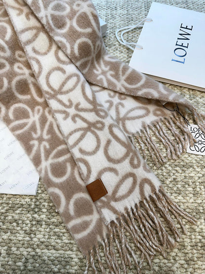 SCARF 186 CM IN CAMEL BEIGE MIX WHITE ALPACA AND WOOL 403822