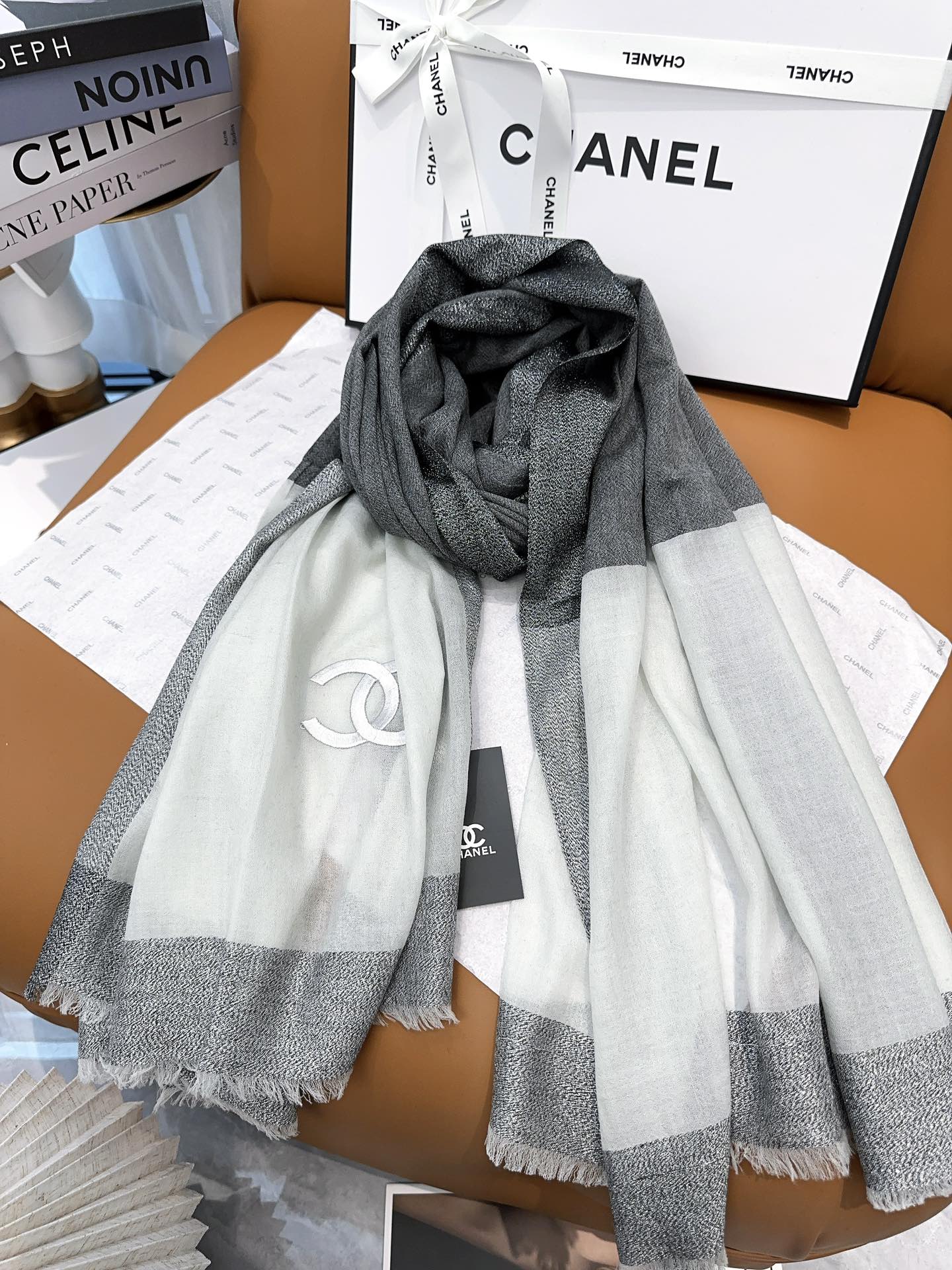 SCARF 200 CM IN MOUSE GRAY MIX WHITE CASHMERE 402261