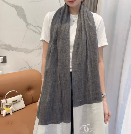 SCARF 200 CM IN MOUSE GRAY MIX WHITE CASHMERE 402261