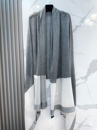 SCARF 200 CM IN SHADOW GRAY MIX WHITE CASHMERE 402262