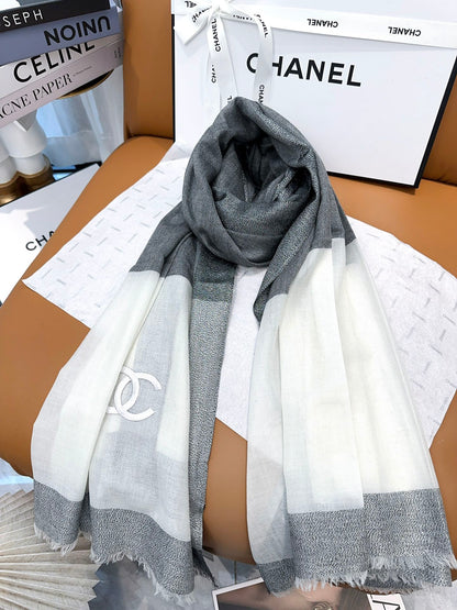 SCARF 200 CM IN SHADOW GRAY MIX WHITE CASHMERE 402262