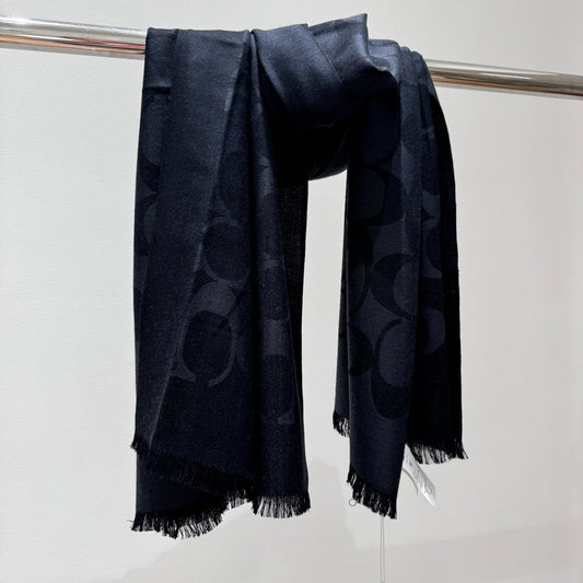 LONG SCARF 195 CM IN BLACK CASHMERE 332742