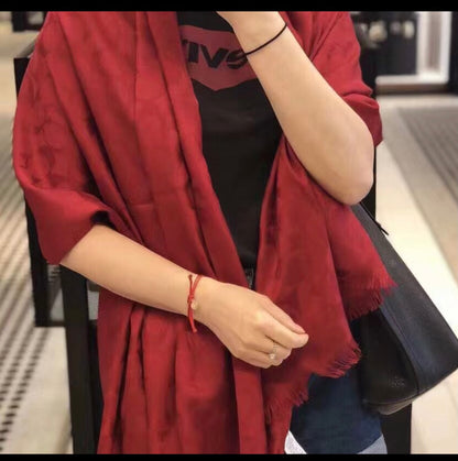 LONG SCARF 195 CM IN CHERRY RED CASHMERE 332745